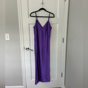 Midi Slip Dress Purple Satin